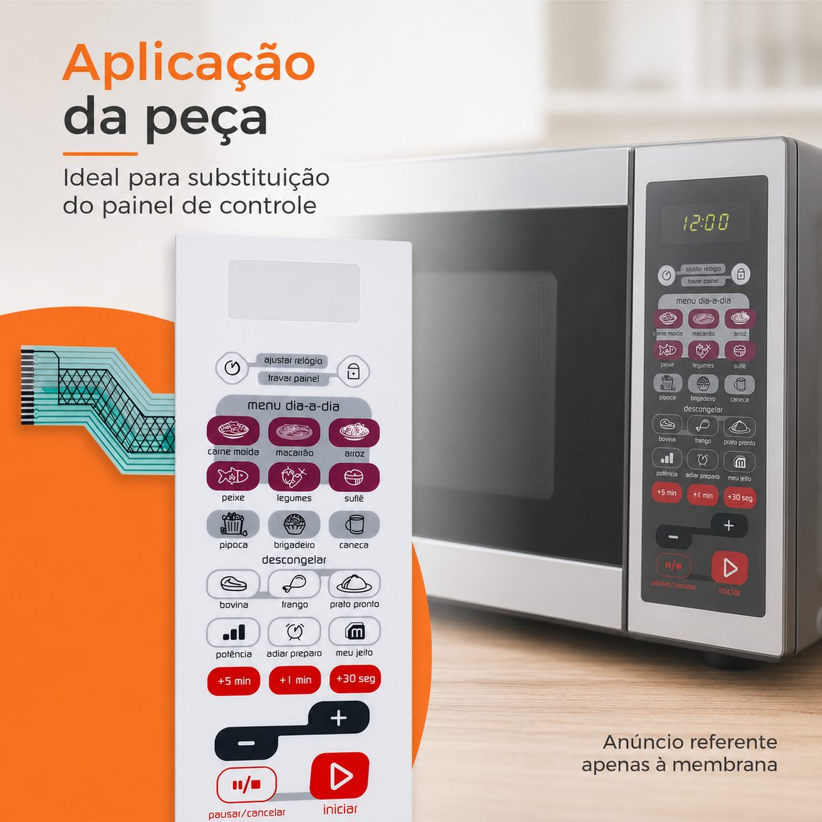 Aplicação da peça: ideal para substituição do painel de controle
